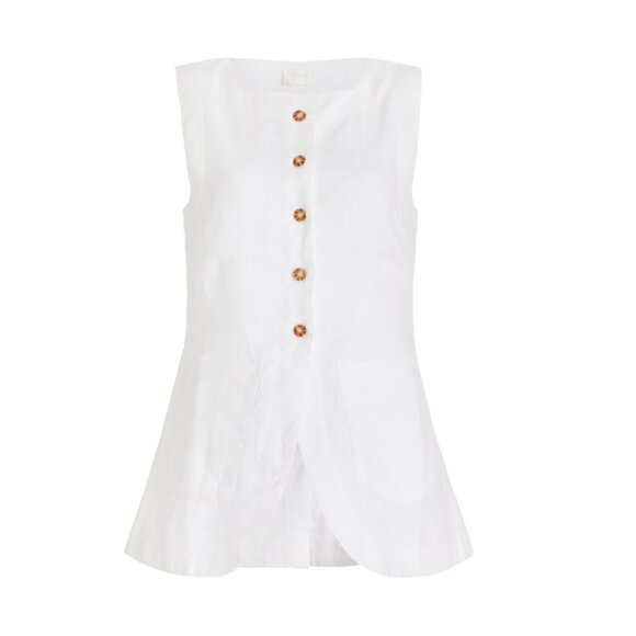 Posse Emma Linen Vest in Ivory - Picture 2 of 6